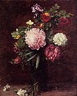 Famous Flowers Paintings - Flowers Large Bouquet with Three Peonies
